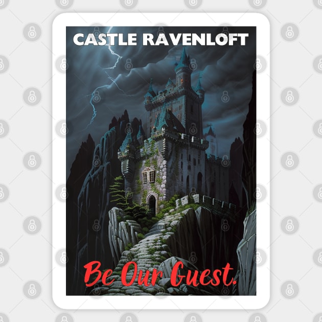 Castle Ravenloft Tourism Poster - Barovia Sticker by CursedContent